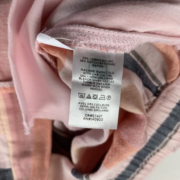 LOFT Pink Multi Linen Blend High Rise Wide Leg Cropped Trouser Pant S - Picture 6 of 8